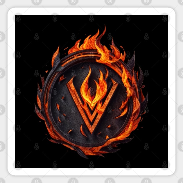 Burning V logo Magnet by Virshan